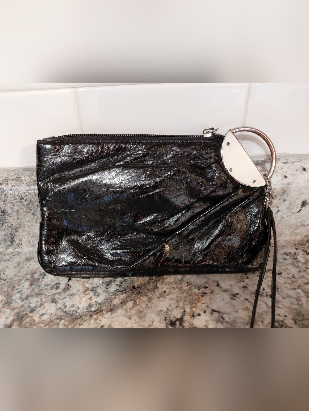 Lulu's Black Patent Wristlet Clutch